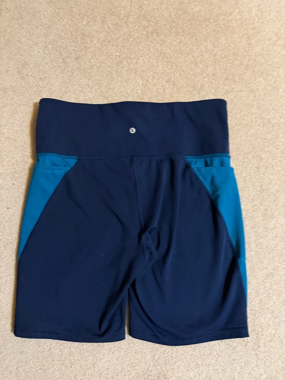 Xersion Navy Bike Shorts with Teal Side Panels